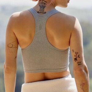 Intimately Free People Free Throw Crop Tank Medium Grey Ribbed Cropped Fitted